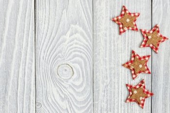 Christmas decoration on white wooden background