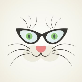 Cat in glasses. Vector illustration