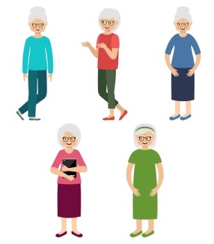 Grandmothers. Elderly women. Pensioners. Vector