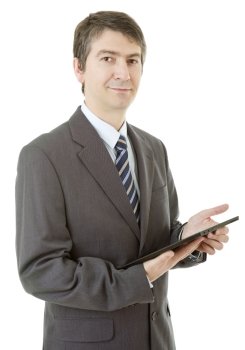 young businessman with a tablet pc, isolated