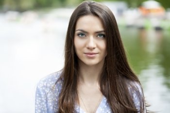 Beautiful young woman portrait, close up outdoor