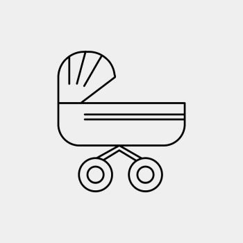 trolly, baby, kids, push, stroller Line Icon. Vector isolated illustration. Vector EPS10 Abstract Template background