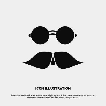 moustache, Hipster, movember, glasses, men Icon. glyph vector gray symbol for UI and UX, website or mobile application. Vector EPS10 Abstract Template background