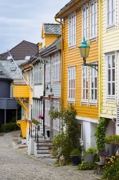 empty streets of world famous town Bergen, Norway

