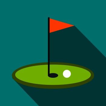 Golf flag flat icon on a blue background. Golf flag flat icon