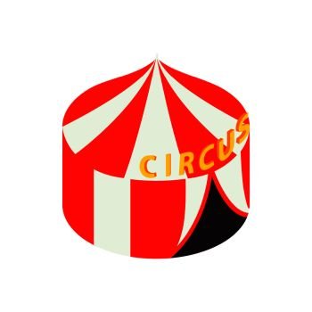 Circus tent isometric 3d icon on a white background. Circus tent isometric 3d icon
