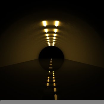 Tunnel with lights, 3d render, square image