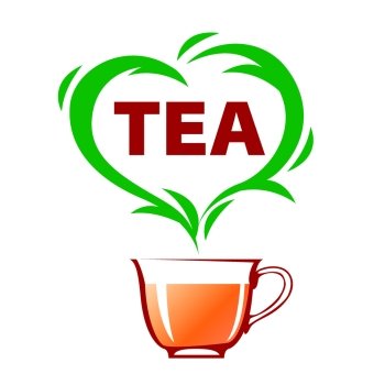 vector logo cup of tea and green heart