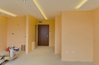 Look of renovating freshly painted room with modern LED lighting 