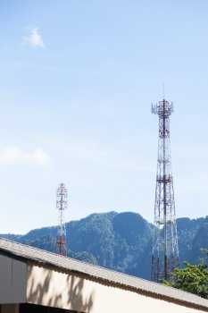Telecommunication towers In mountain areas The area is surrounded by rugged and mountainous terrain.
