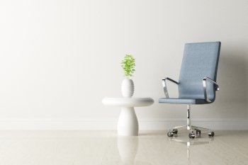 Office chair and white wall interior decorated