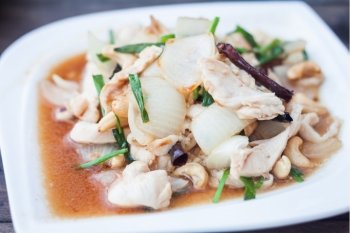 Spicy chicken with cashew nuts, stock photo