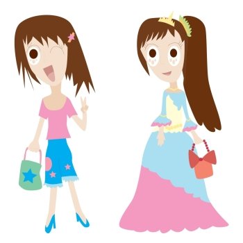 vector illustration of bride and bridesmaid