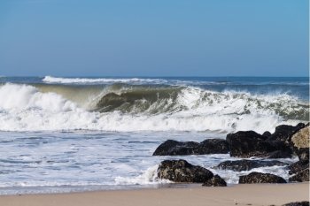 Atlantic waves at Costa Nova, Portugal.