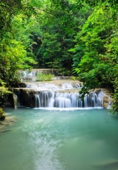 Cascading falls in tropical rain forest, Thailand