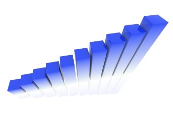 chart success of the blue-white cubes on a white background. 3d