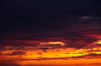Scenic orange sunset sky background