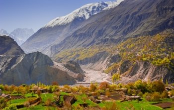 beautiful Landscape of Hunza Valley in Autumn season. Northern Area of Pakistan