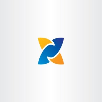 letter x logotype x logo blue orange icon vector design