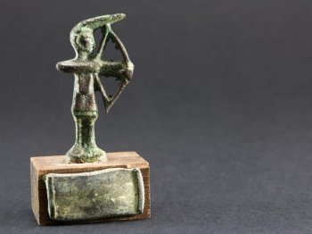 archer bronze figurine, arrow and bow statuette