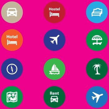 travel icons set in a flat design. travel icons set in a flat design with long shadows