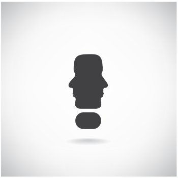 exclamation mark man head symbol, vector illustration