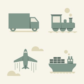 Cargo transportation, transportation icon set- vector illustration