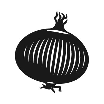 Onion gray colored illustration, food icon simple design