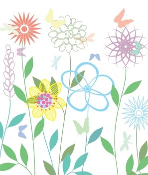 vector background with spring flowers 