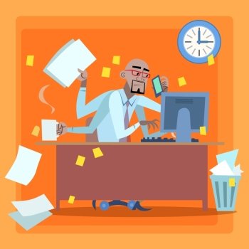 African businessman loaded with work time management. Black man loaded a lot of things in the office. African businessman loaded with work time management