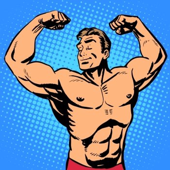 Bodybuilder muscle handsome athlete. Bodybuilder muscle handsome athlete. Retro style pop art sports and fitness