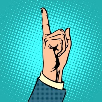 Attention gesture thumbs up. Business concept boss the pointer pop art retro style. Attention gesture thumbs up