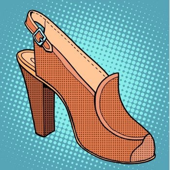 Retro shoes womens pop art style. Clothing and goods. The high-heeled shoes. Retro shoes womens