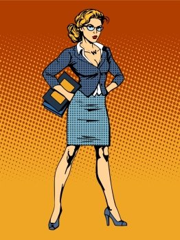 businesswoman superhero woman vamp pop art retro style. A womans beauty at work. businesswoman superhero woman vamp