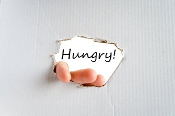 Hungry text concept isolated over white background