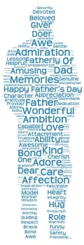 Tag cloud of father’s day in the shape of a fatherly figure