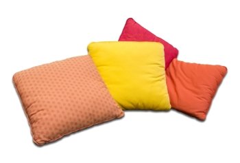 Colorful pillows isolated on white background