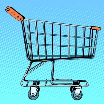 Grocery cart store. Shop in the store. The business and buyers. Products and goods. Grocery cart store