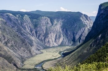 Mount Altai, the river among mountains