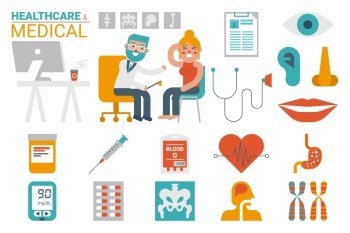Illustration of healthcare and medical infographic concept with icons and elements