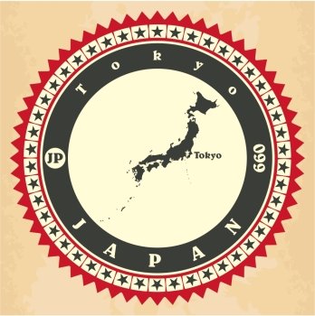 Vintage label-sticker cards of Japan. Vector illustration