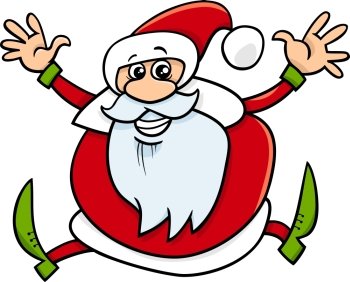 Cartoon Illustration of Happy Santa Claus Character
