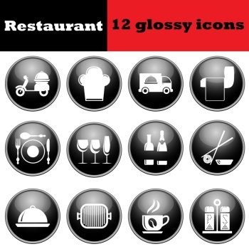 Set of restaurant glossy icons. EPS 10 vector illustration.