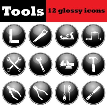 Set of tools glossy icons. EPS 10 vector illustration