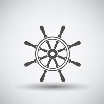 Fishing icon with steering wheel over gray background. Vector illustration.