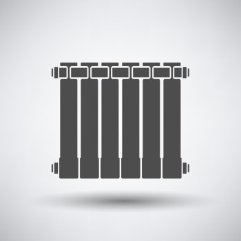 Radiator icon on gray background with round shadow. Vector illustration.