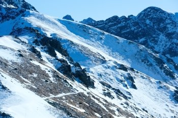 Winter mountain landscape. The Kasprowy Wierch  in the Western Tatras (Poland).