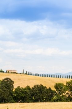 Tuscany, Val d’Orcia area. Wonderful countryside in a sunny day, just before rain arrival