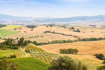 Tuscany, Val d’Orcia area. Wonderful countryside in a sunny day, just before rain arrival