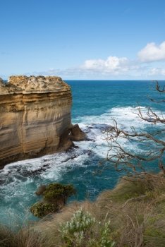 The Razorback limestone rock formation, adjacent to the Great Ocean Road, Victoria, Australia